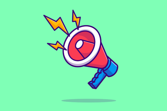 Amplify Your Brand with a Megaphone Floating Cartoon Illustration