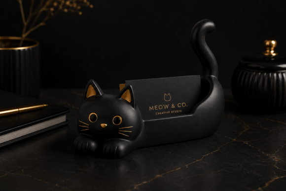 Cute Cat Business Card Holder: Charm Meets Function