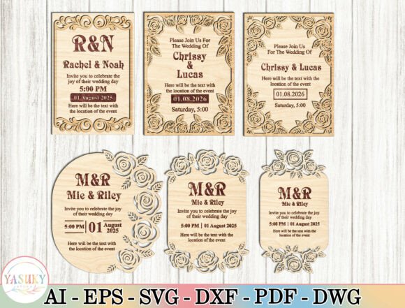Elegant Wedding Invitation Laser Cut SVG Bundle