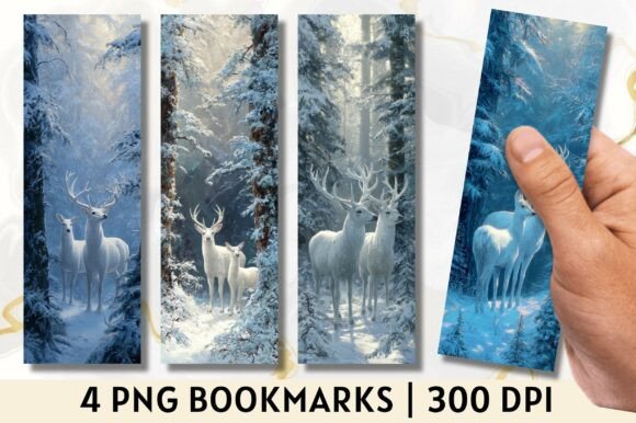Elevating Your Reading Experience with the White Deer Winter Forest PNG Bookmark
