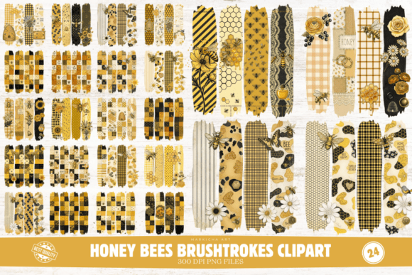 Honey Bees Brushtrokes Clipart: Elevating Digital Design with Artistic Flair