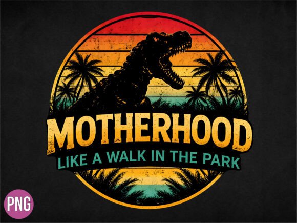 Integrating the Motherhood Dinosaur Retro Sunset T-shirt Design into Your Creative Workflow
