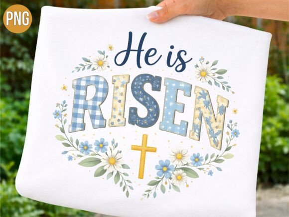 Mastering the Retro Patchwork He is Risen Cross PNG for Professional Results