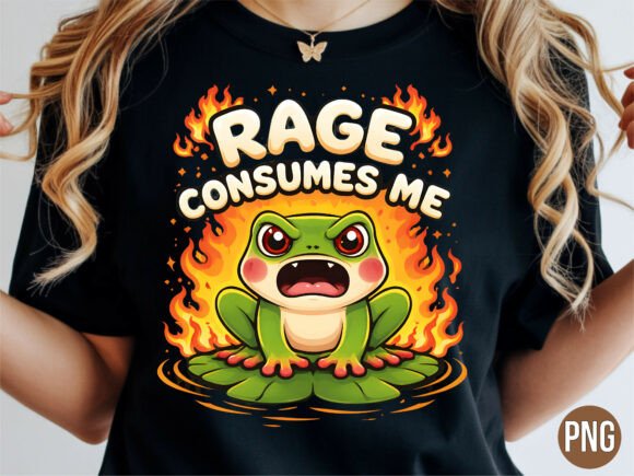 Unleashing Chaos: The Angry Frog Rage Consumes Me Art T-shirt Design